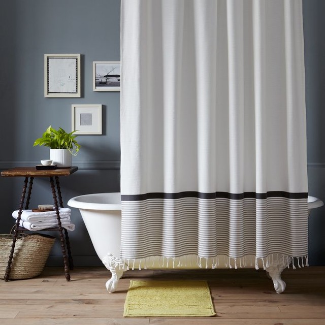 Stripe Border Shower Curtain Modern Shower Curtains by West Elm