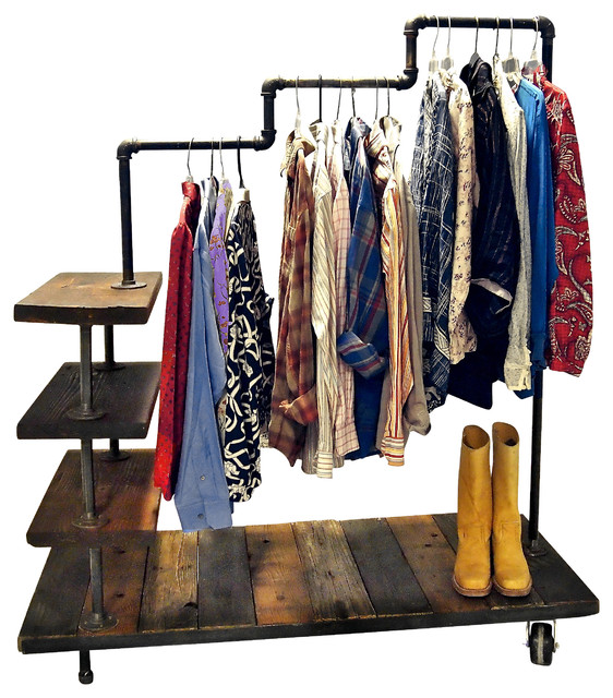 Lucy Industrial Pipe Garment Rack - Industrial - Clothes ...