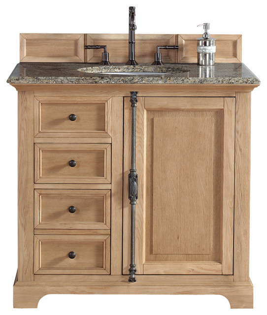 Providence 36" Natural Oak Single Vanity with Santa Cecilia Stone Top Country Bathroom
