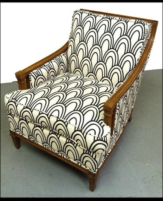 Vintage Chair with Art Deco inspired fabric Eclectic Armchairs And