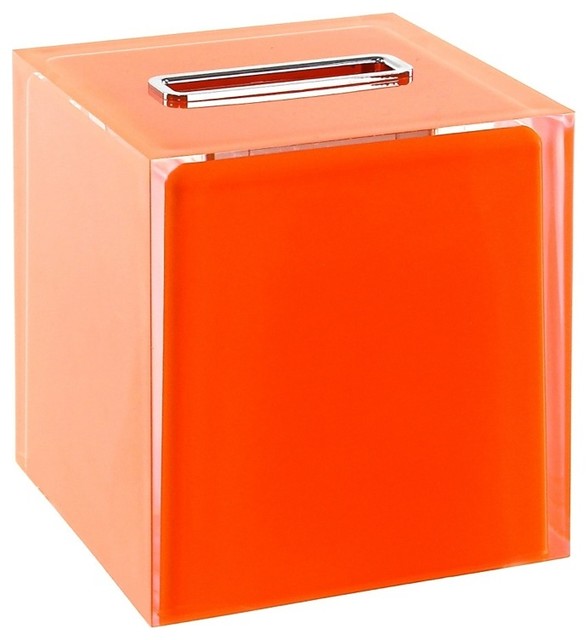 Thermoplastic Resin Square Tissue Box Cover in Orange Finish