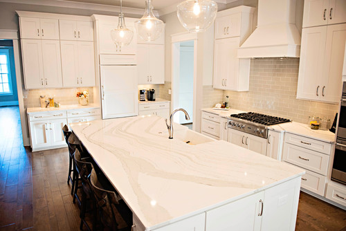 Cambria Quartz Maintenance Free Natural Stone Translucent Greige Kitchen Countertops Kitchen Island White Cabinets White Backdrop