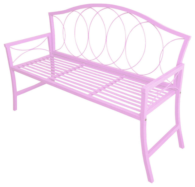 Patio Bench, Pink traditionaloutdoorbenches