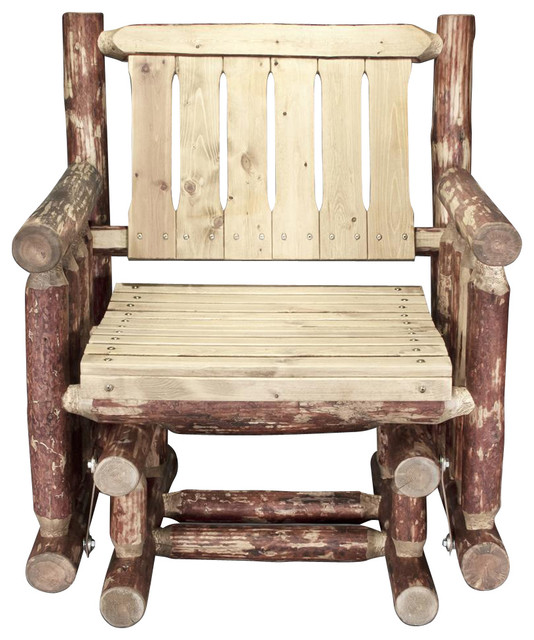 Log Single Seat Glider Rustic Outdoor Gliders by ShopLadder