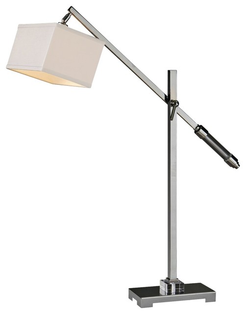 Contemporary Uttermost Waldron Polished Chrome Tall Desk Lamp
