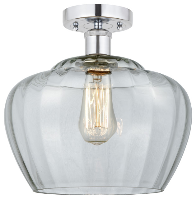 Edison Fenton Semi Flush Mount Polished Chrome Clear Shade