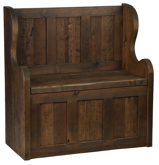 Reclaimed Timber 3ft Settle With Lid Rustic Accent & Storage