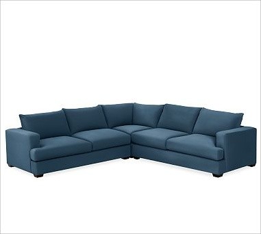 Hampton Upholstered 3 Piece L Shaped Sectional Brushed