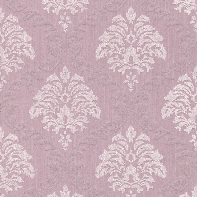 Mauve Linen Damask Textile Wallpaper R3214, sample Traditional