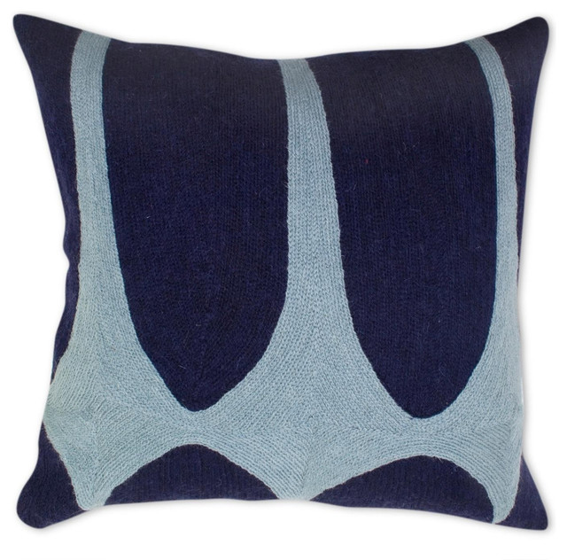 Jonathan Adler Brasilia Diamonds Pillow in Navy and Light Blue Decorative Pillows charleston