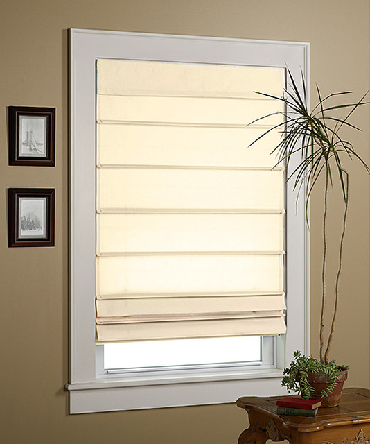 Ivory EZGlide Insulated Roman Shade Modern Roman Shades