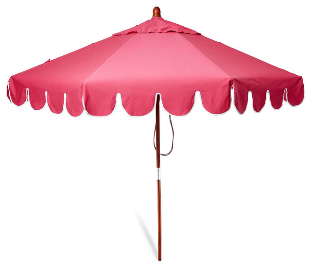 Scallop Edge 9' Patio Umbrella, Pink Contemporary Outdoor Umbrellas