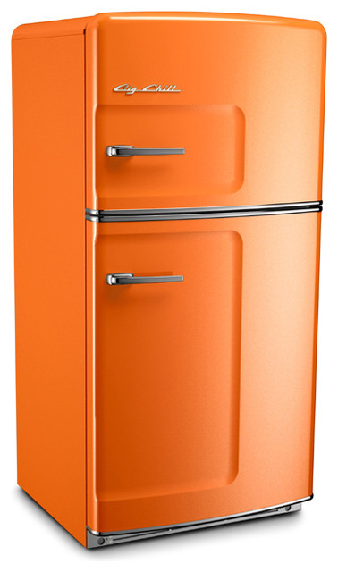 Small Refrigerator Without Ice Maker Retro Fridge, Orange, Without Ice Maker - Midcentury - Fridges - by Big