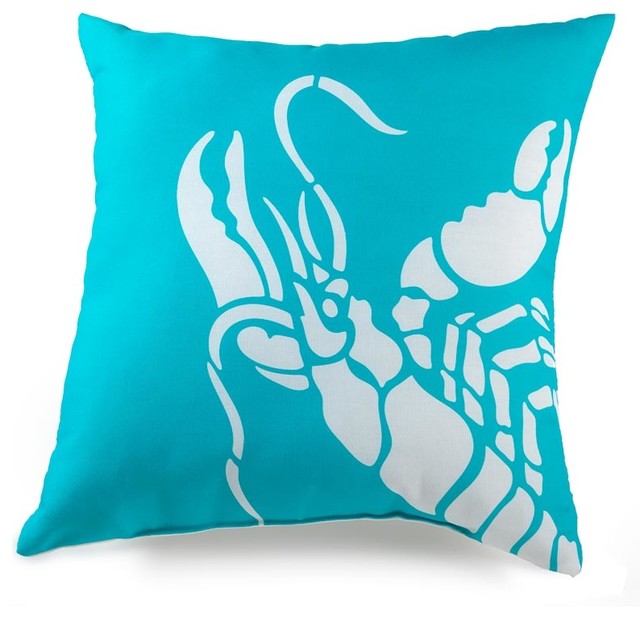 Aragosta 18 x 18 Pillow Turquoise (Indoor/Outdoor) - Beach Style - Decorative Pillows - by Zeckos