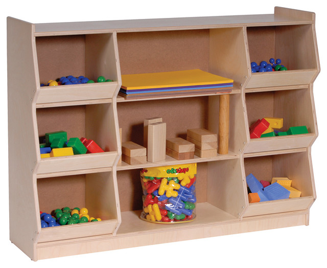 gray toy shelf
