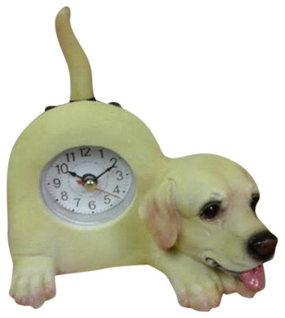 Small Yellow Lab Dog Desk Clock with Wagging Tail - Contemporary - Desk And Mantel Clocks - by