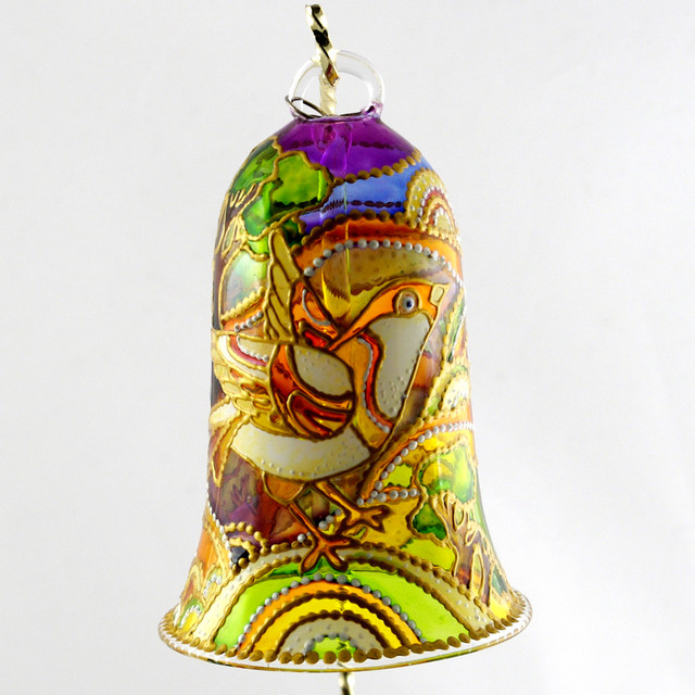 singing bird hand painted glass bell ornament singing bird hand painted glass bell ornament