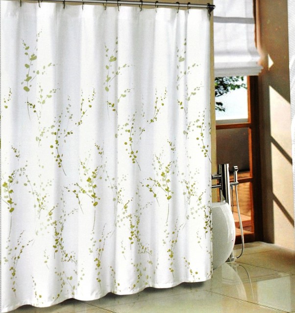 Green Sprigs Fabric Shower Curtain