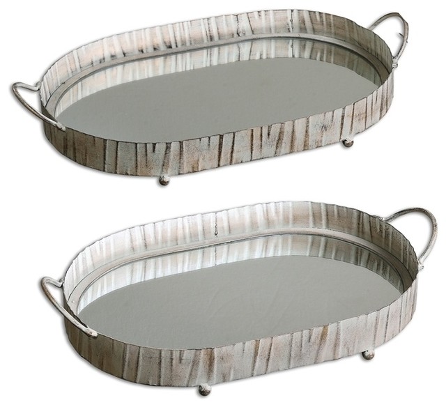 Mirrored Oval Trays with Handles, Set of 2 farmhouseservingtrays