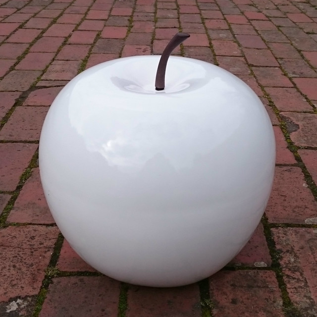Large White Apple Garden Ornament Contemporary Garden Statues