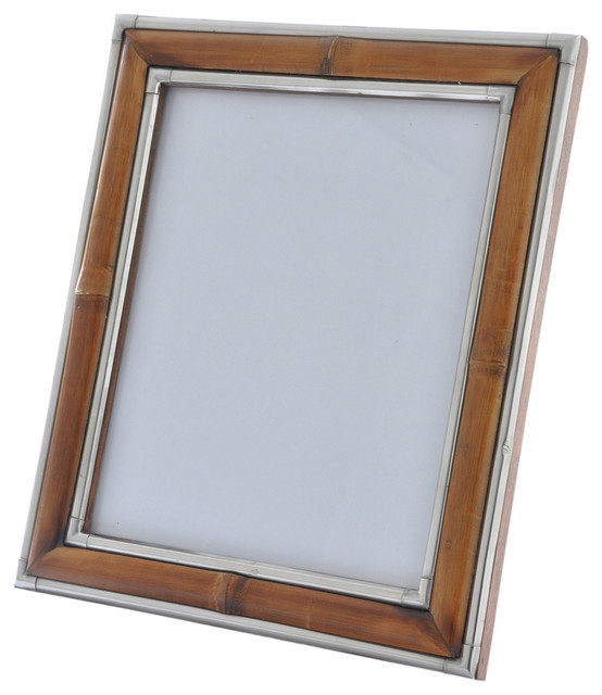 BAMBU Photo Frame, Bamboo with Silver Accents Contemporary Picture