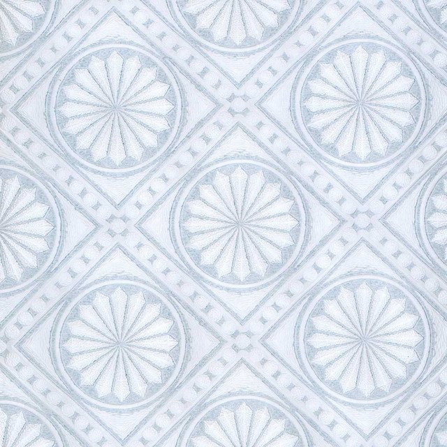 Vinyl Medallion Wallpaper White/Blue Textured Traditional Wallpaper by Renovator's Supply