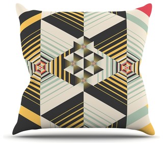 Danny Ivan "La Plus" Black Yellow Throw Pillow, 20"x20" - Contemporary 