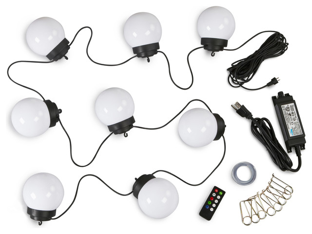 8 Globe LED Umbrella Lights - Traditional - Outdoor Rope And String Lights - by Patio Living ...