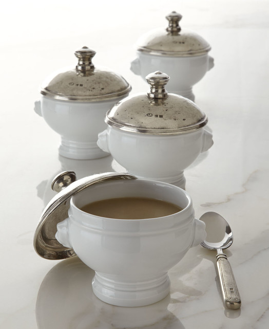 Individual Soup Bowl WHITE Contemporary Dining Bowls by Horchow