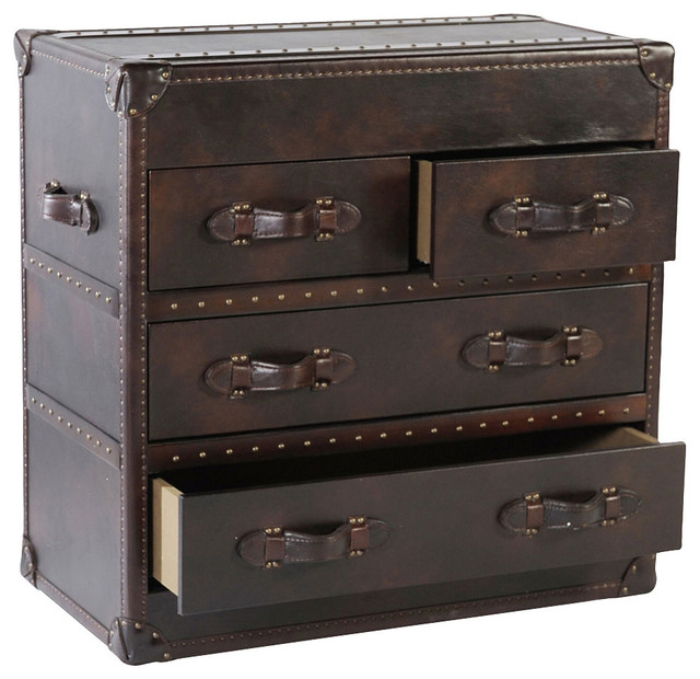 Milburn 4Drawer Leather Hallway Chest In Toblerone Leather