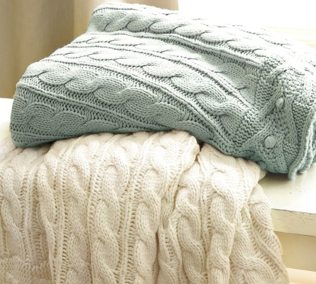 Cableknit Throw Traditional Throws by Pottery Barn