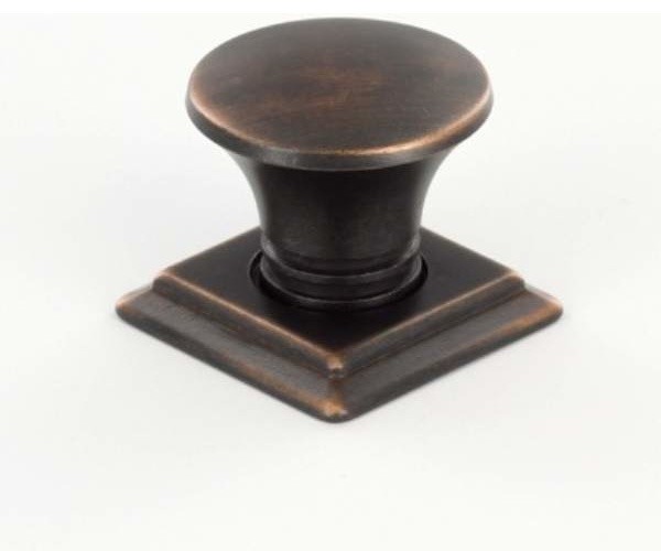 Richelieu Contemporary Metal Round Knob Square Backplate 32mm Bronze