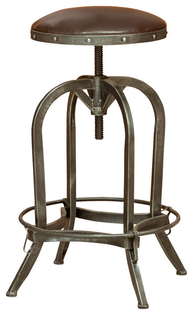 Dempsey Swivel Adjustable Bar Stool - Rustic - Bar Stools and Kitchen Stools - by GDFStudio