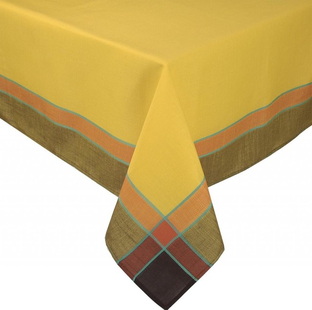 Riviera Table Linens 60Inch By 104Inch Tablecloth, Gold Arts