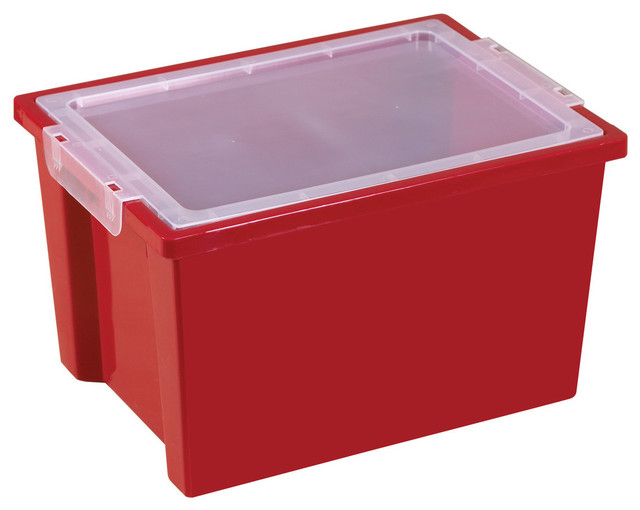 Large Storage Bins With Lid, Red Contemporary Storage Bins And