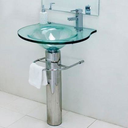 Clear Glass Pedestal Sink and Mirror - Traditional - Bathroom Sinks ...