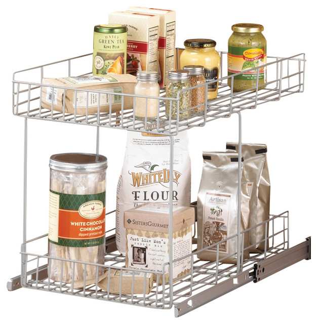 PullOut System/Wire Storage Baskets in Frosted Nickel Contemporary