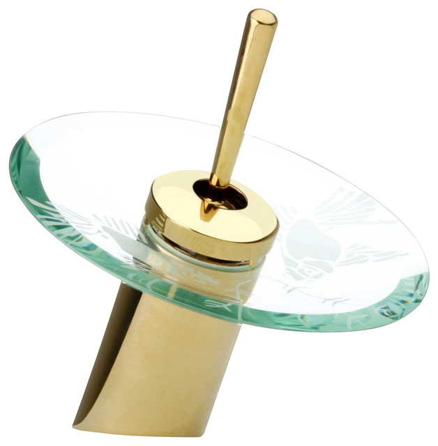 Waterfall Faucets PVD Brass Waterfall Faucet 7'' H Clear Koi Fish