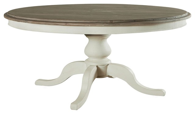 Cottage 60" Round Pedestal White Kitchen Table - Beach ...