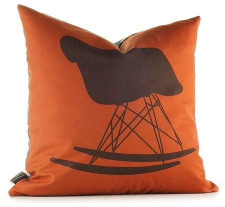 Modern Classics Pillow in Rust and Cornflower - Modern - Decorative Pillows