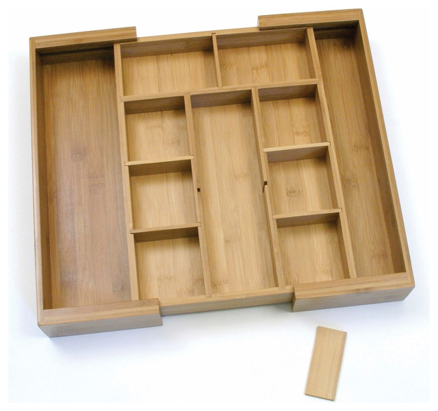 Bamboo Expandable Organizer With Removable Dividers Contemporary