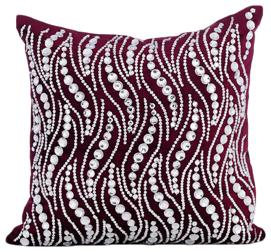 Crystals Bling Velvet Purple Pillow Covers, Crystal Swirls