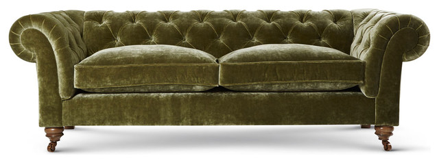 Chesterfield olive velvet sofa - Traditional - Sofas - london - by Delcor