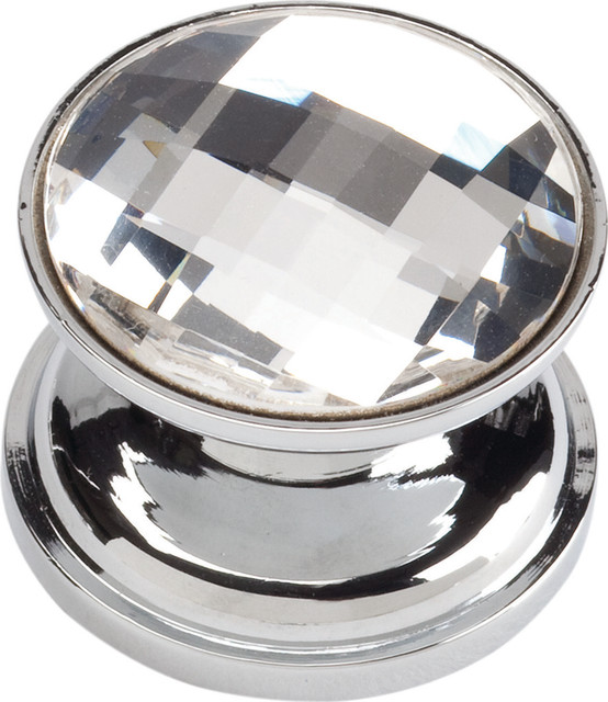 Atlas Homewares Large Swarovski Crystal Round Knob, Polished Chrome Contemporary And