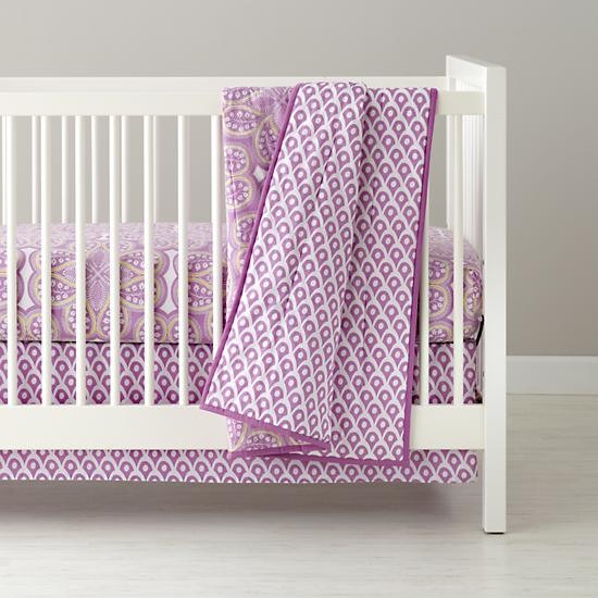 Mosaic Paisley Crib Bedding, Lavender Contemporary Baby Bedding