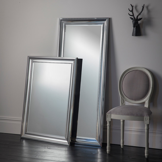 Chrome Effect Modern Silver Rectangular Mirror 106 x 76cm Wall