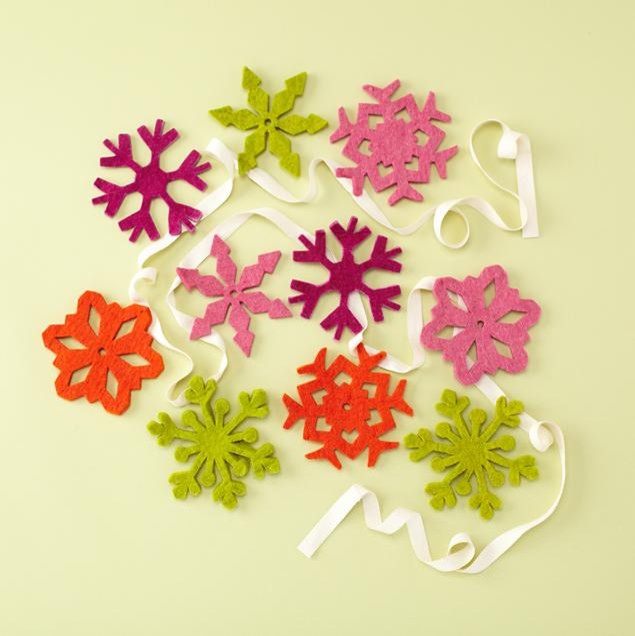 Pink Snowflake Felt Garland Modern Wreaths And Garlands by The
