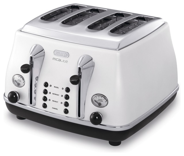 Delonghi white pearlescent fourslice Micalite toaster Modern