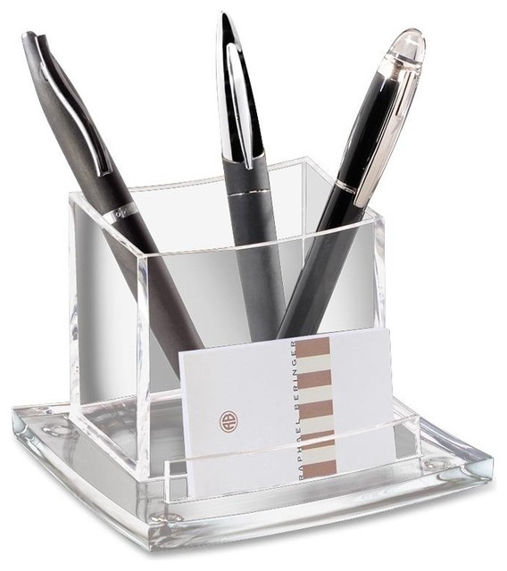 Acrylic Pencil Holder, Clear Contemporary Desk Accessories by BisonOffice