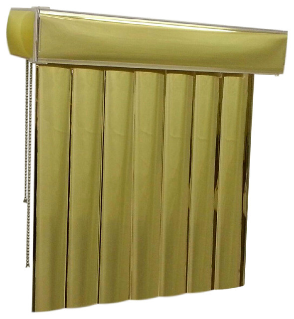 Mirror Vinyl Vertical Blinds, Gold, 84"x84" Contemporary Vertical
